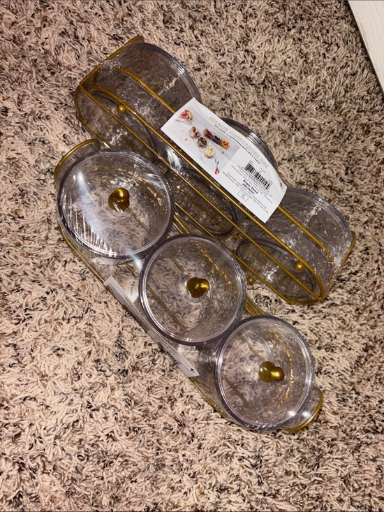 Other - Clear Plastic Snack Containers with Gold Trim - Set of 3